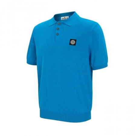 스톤아일*드   가먼트패치 반팔 카라 니트