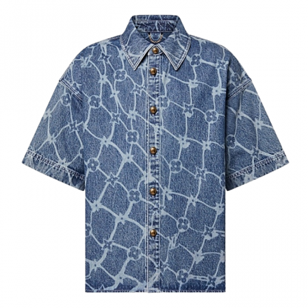 LOUIS VUITTON 모노그램 프린티드 쇼트 데님 셔츠