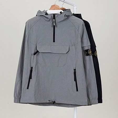 스톤 아일*드  포켓 와펜 패치 후드 아노락 자켓