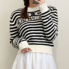 DI*R   성 마리니에르 스트라이프 크롭 니트 스웨터