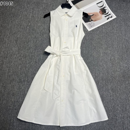 POLO 랄프*렌   벨트 옥스포드 슬리브리스 셔츠드레스