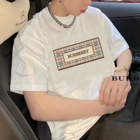 BURBER*Y   베이직 BOX 체크 레터링 티셔츠