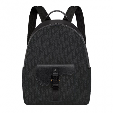 DIOR Saddle 지퍼 백팩 - 블랙