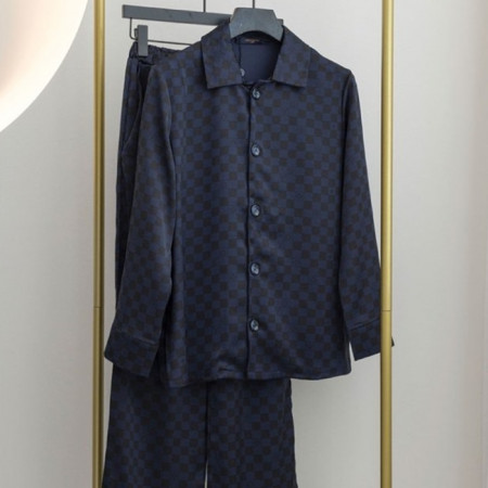 Louis Vuitt*n   수입고급 남성 다미에 롱 슬리브 셔츠 & 롱 팬츠 세트