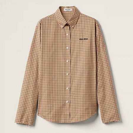 MIUMIU 아이코닉로고드 체크셔츠