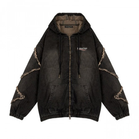 BALENCIA*A   19988_BLC 물결자수 데님 후드자켓