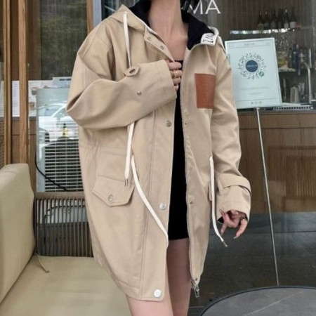 LOE*E   가죽패치 후드 자켓