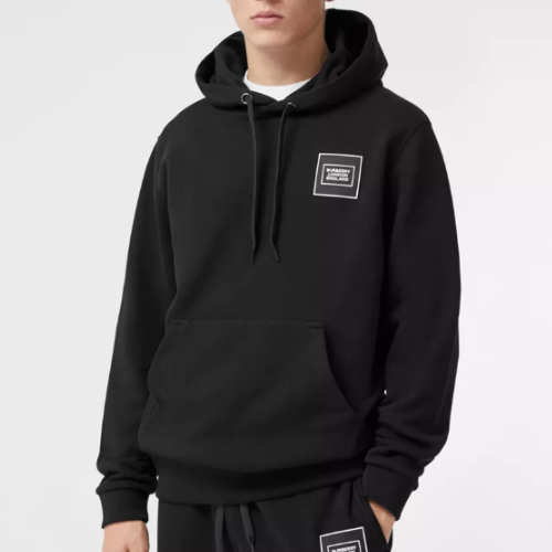 버*리 로고 아플리케 코튼 후디