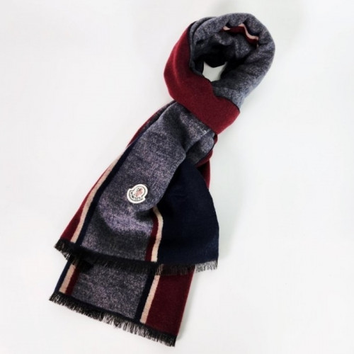 몽클*어   캐시미어 양모 혼방 머플러 삼색패턴 삼선 패치