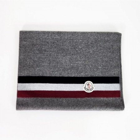 몽클*어   캐시미어 양모 혼방 머플러 삼선패치 진그레이