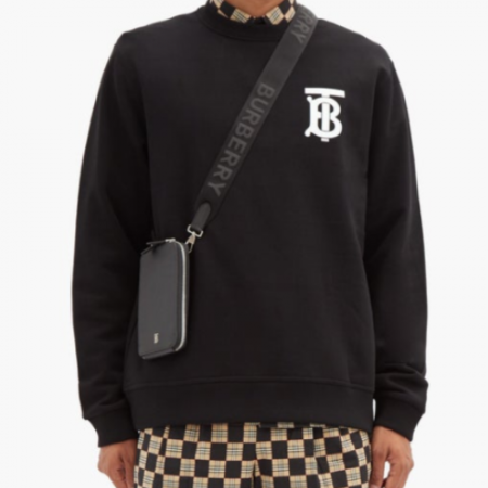 버*리 모노그램 모티브 코튼 스웨트 셔츠