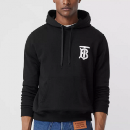 버*리 모노그램 모티프 코튼 후디