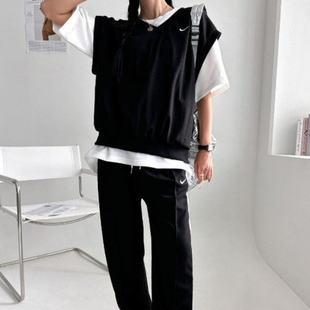 NIKE   스우시 로고 조끼 팬츠 세트