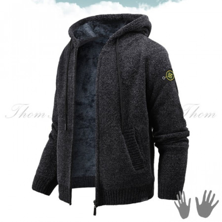 스톤 아일*드   뮤 니트 융털 후드 집업