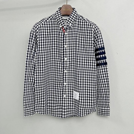 톰브*운   잔체크 사선완장 드레스 셔츠