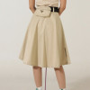 사우스케*프   긴기장 벨트 백 트윌 플레어 스커트