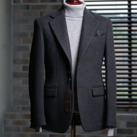 GUC*I   천연 울알파카 테일러드 라펠 아우트포켓 싱글 클레식자켓
