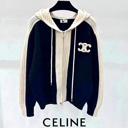 셀*느 CELINE 빅로고 배색 후드 집업
