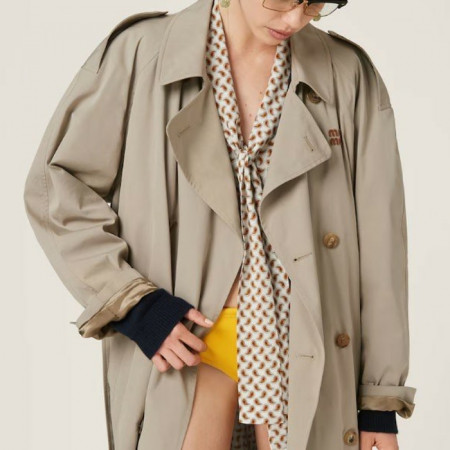 MIU M*U   수입 여성 더블브레스트 파나마 코튼 트렌치 코트