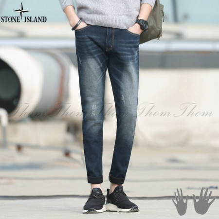 스톤 아일*드   기모 본딩 슬림 데님 팬츠