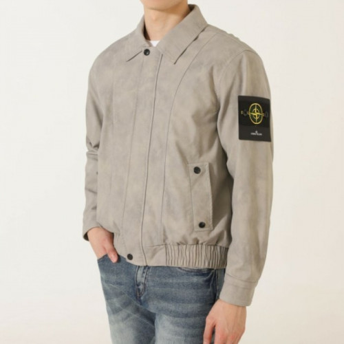 스톤 아일*드   밍크안감 레더 블루종 자켓