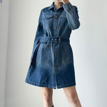 DI*R   쇼트 데님 원피스