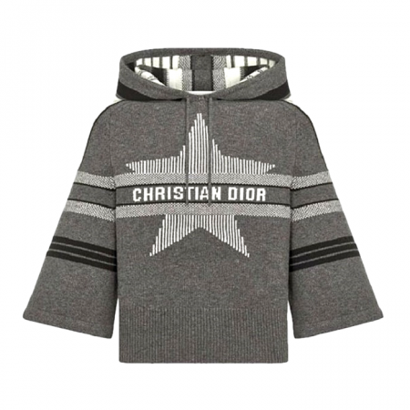 DIOR 알프스 3/4 슬리브 후드 반소매 울 스웨터