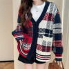 버*리   빅 레드톤 체크 니트 가디건 (1010)