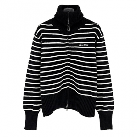 미우미우 MIUMIU 단가라 풀집업 니트