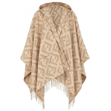 FENDI 매크로FF 멀티로고 캐시미어 자카드 케이프 숄