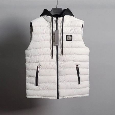 스톤 아일*드   자수패치 경량 후드 패딩 조끼