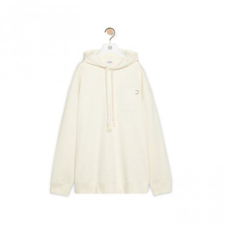 LOEWE 애너그램 패치 포켓 후디 - 화이트 애쉬