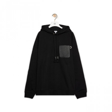 LOEWE 애너그램 패치 포켓 후디 - 블랙