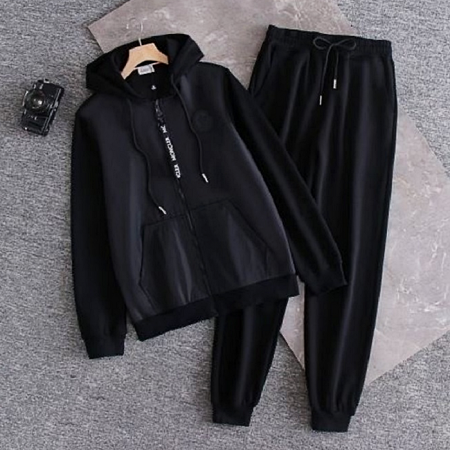 MONCLER 블랙패치 로고 후드 트레이닝 조거SET