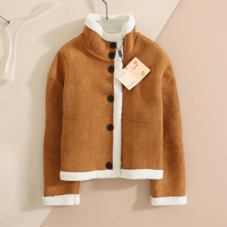 MIU M*U   수입 터들넥 스웨이드 리버서블 덤블 무스탕 자켓 -카멜-