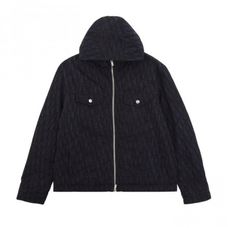 DI*R   오블리크 자카드 후드 트러커자켓