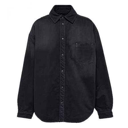 BALENCIAGA 포켓 로고드 오버데님 셔츠