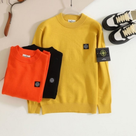 스톤 아일*드   수입 와펜 패치 라운드넥 니트