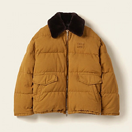 미우 MIUMIU 자수 개버딘 패딩 다운자켓