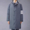 THOM BROWNE 사선완장 후드 파카 롱패딩 - 그레이