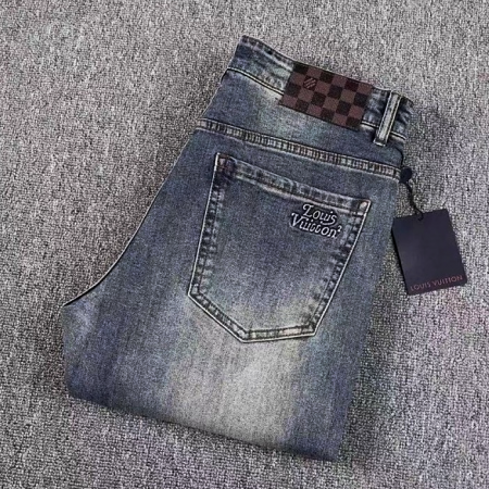 LOUIS VUITTON 레터링 엠보로고 스판 데님진