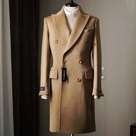 EMPORIO ARMANI 호시 스테치 더블코트 - 브라운