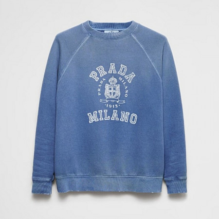 PRADA 코튼 크루넥 스웨트셔츠