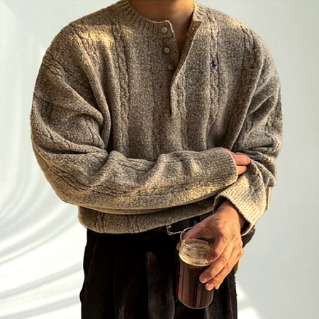 랄프로렌 Polo ralphlauren 헤비 케이블 헨리넥 니트