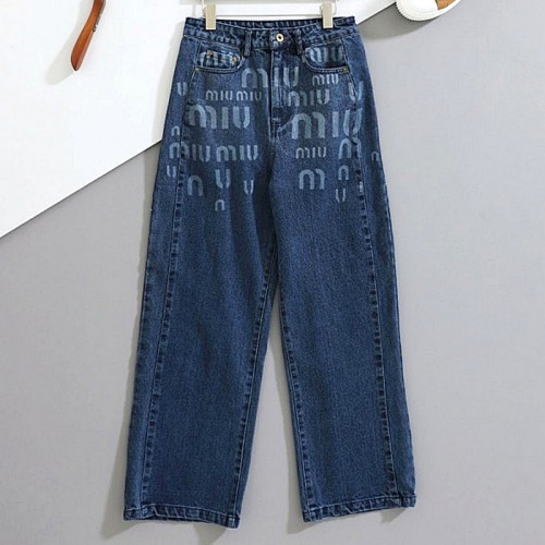 미우 MIUMIU 로고 레터링 데님진