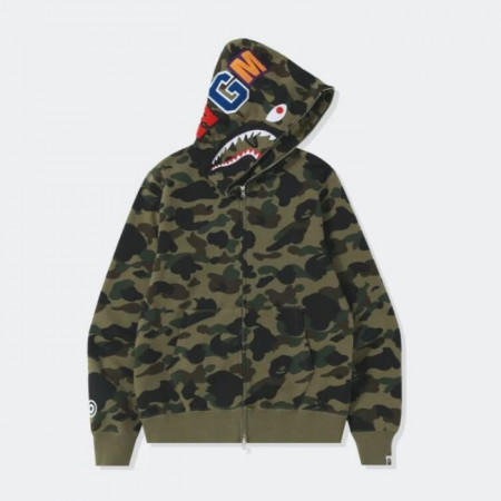 BAPE 1ST 카모 샤크 풀 짚 집업 후디 후드티