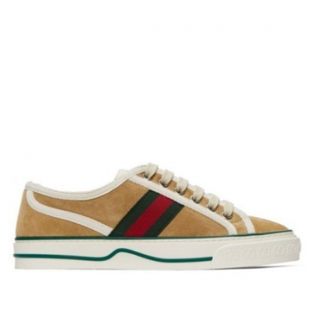 GUCCI 테니스 1977 스웨이드 로우탑 스니커즈 - 베이지