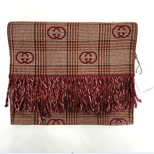 구찌 GG로고 캐시미어 머플러 - 레드