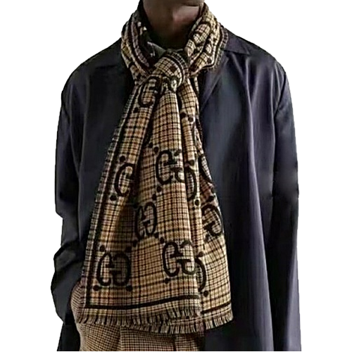 GUCCI 패턴 울 니트 머플러