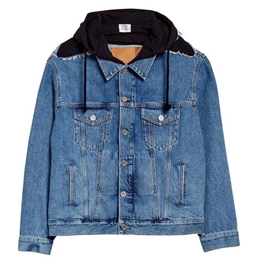 베트멍 후드 믹스 데님 자켓